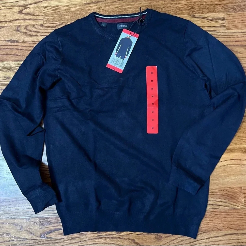NEW Buffalo David Bitton Crewneck Sweater Medium - Navy Blue